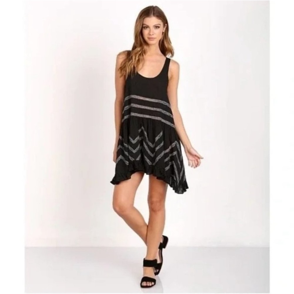 Free People Asymmetrical Black and Gray Sundress